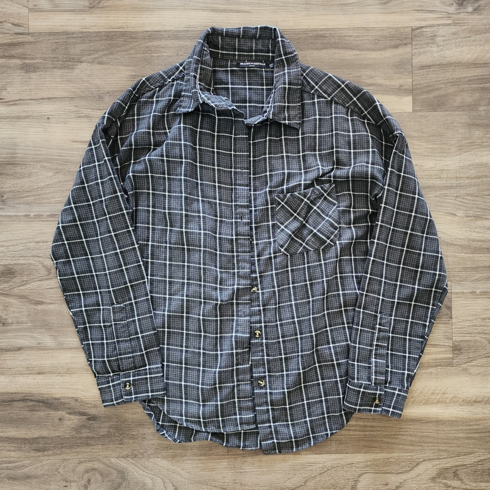 Brandy Melville Gray Checkered Button Down Shirt